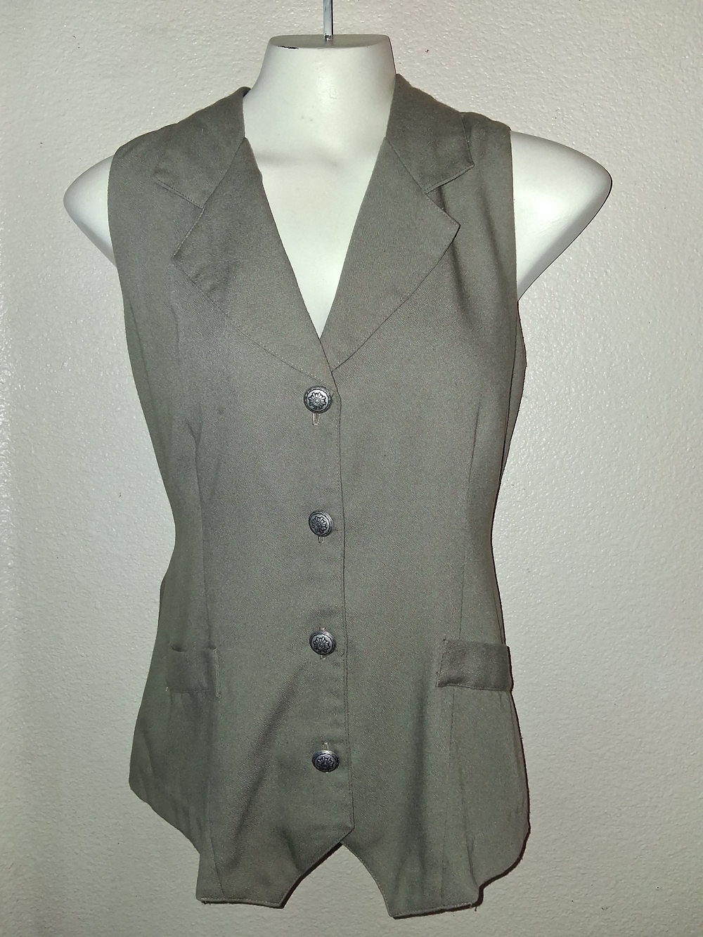 Tailored Sleeveless Vest in Olive Sz Small Jay Jacobs Retro